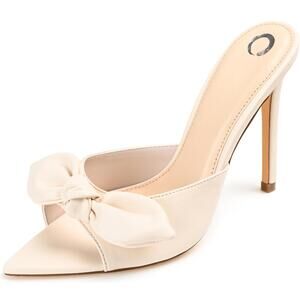 Journee Collection Women Zelah Stiletto Heel Mule Sandals Size US 10M Off White